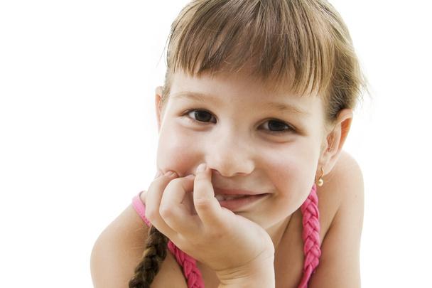 Fan little girl smiling. - Foto, afbeelding