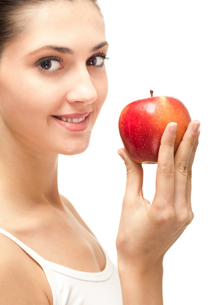 Woman holding apple - Φωτογραφία, εικόνα