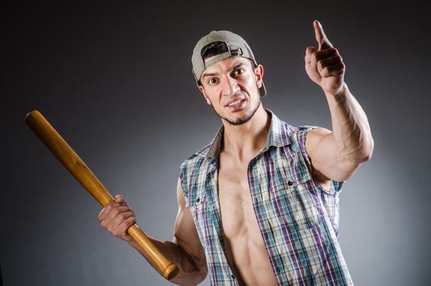 Violent man with baseball bat and hat - Foto, Imagem