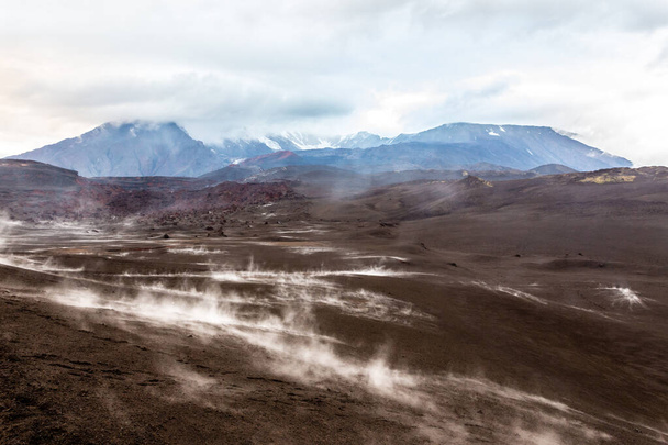 Volcanic landscape near active volcano Tolbachik, Kamchatka, Russia - Photo, image