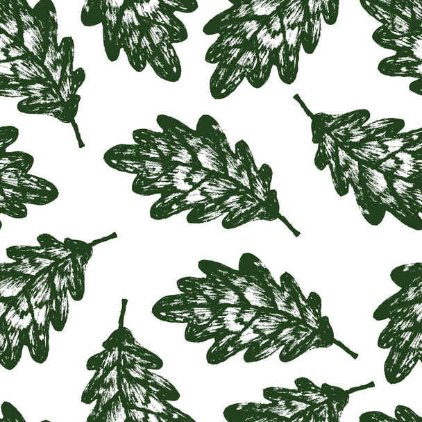 Green Oak leaves seamles background - Vector, Imagen