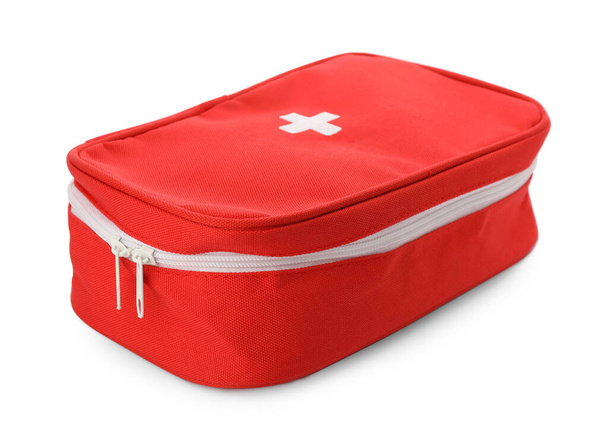 First aid kit bag on white background. Health care - Foto, afbeelding