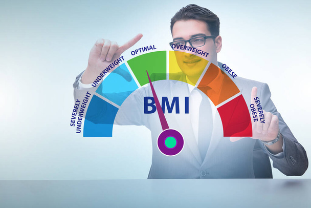 Konzept BMI - Body Mass Index mit Ernährungsberater - Foto, Bild