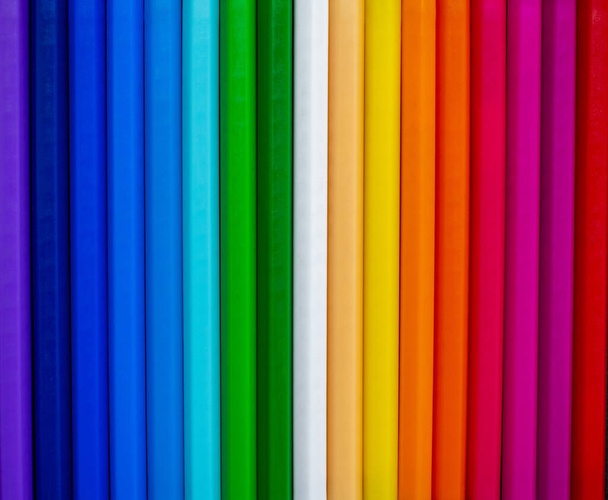 bright rainbow background from multicolored pencils - Photo, Image