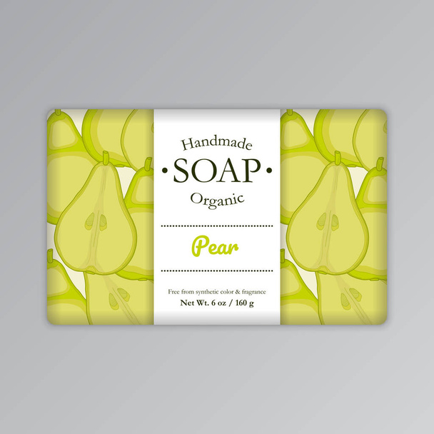 Pear Soap Packaging Label Template - Vektor, Bild