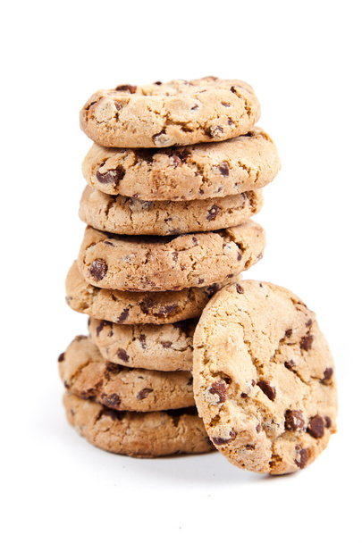 Chocolate chips cookies, on white background - Fotografie, Obrázek