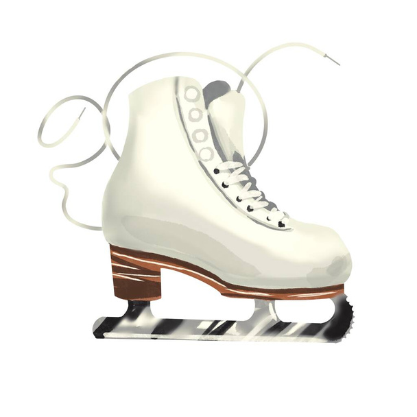 Patins à aquarelle pour le patin à glace. Décor d'hiver - Photo, image
