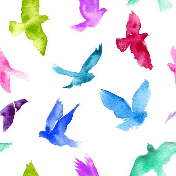 Watercolor birds - Vector, Image
