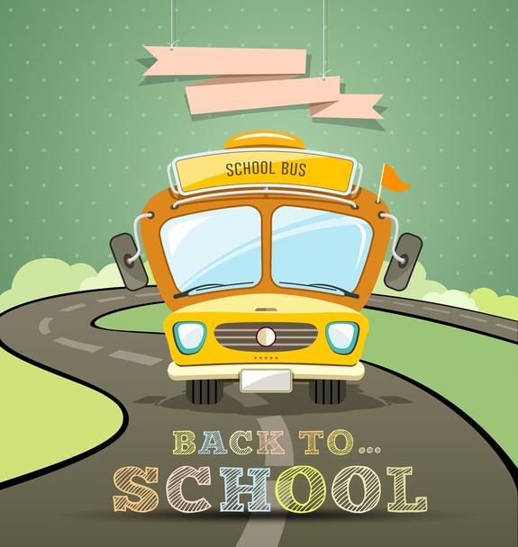 School bus concept design with message back to school background - Vector, Image