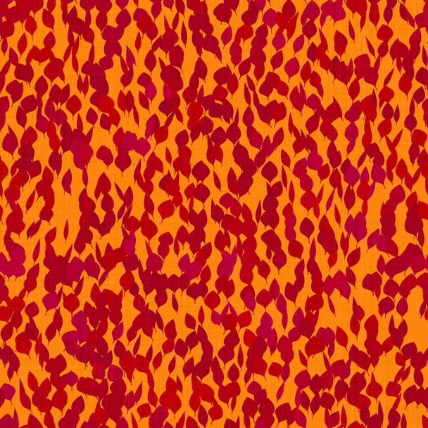 Abstrato laranja marrom outono folhas mão desenhado formas padrão sem costura no fundo laranja fogo brilhante, cair folha natural, tecido retro padrão natureza quente ou têxtil, projeto de ação de graças - Foto, Imagem