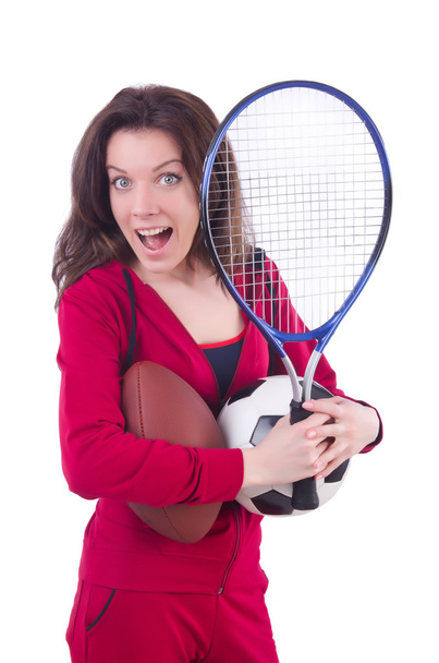 Woman in red costume in sports sporting concept - Photo, Image