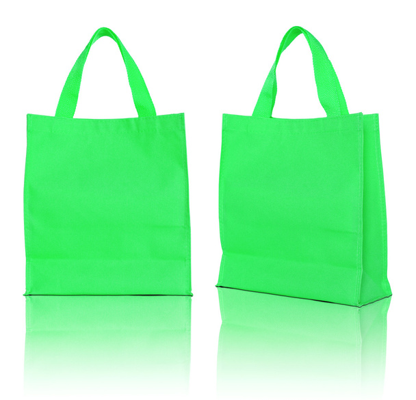 Zöld bevásárló táska fehér háttér  - Fotó, kép