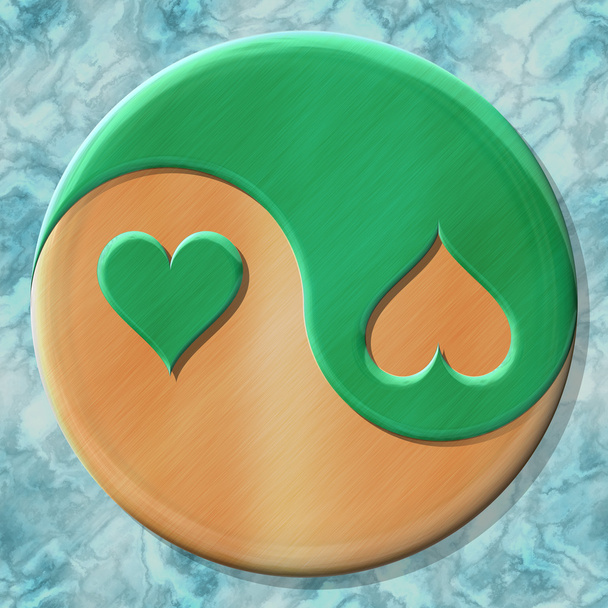 symbol Jin Jang srdce s bezproblémovou generované textury pozadí - Fotografie, Obrázek