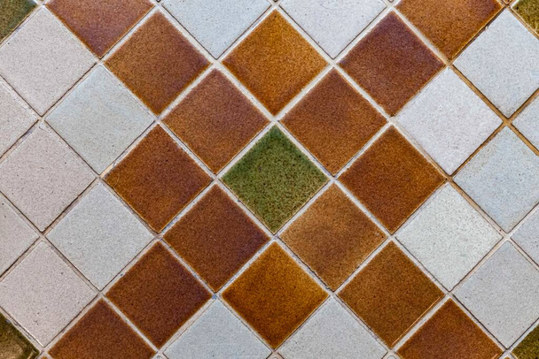 Castanho e branco piso em azulejo de granito com textura padrão vintage e fundo sem costura - Foto, Imagem