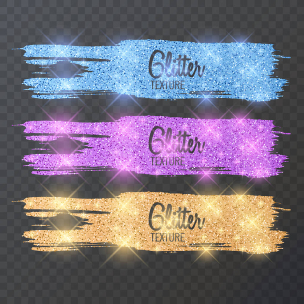Set of colorful glitter texture, texture on black, vector format - Вектор, зображення