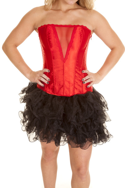 Red corset with black tutu - 写真・画像