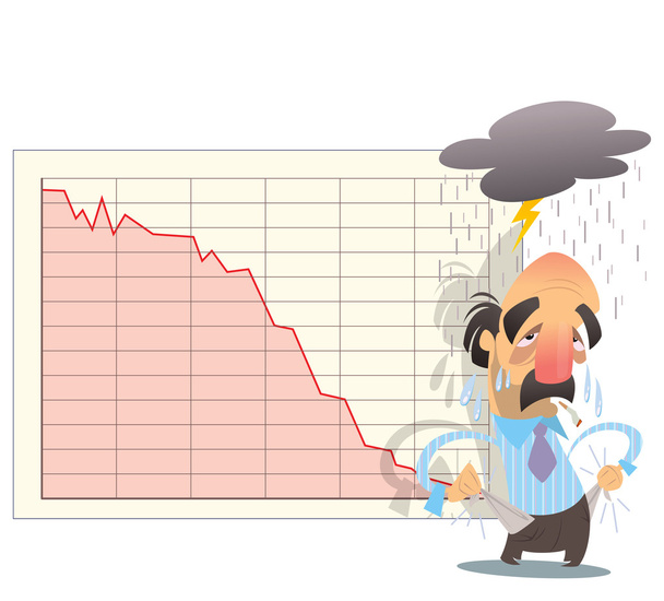Gráfico del mercado financiero cae en crisis económica en bancarrota
 - Vector, imagen