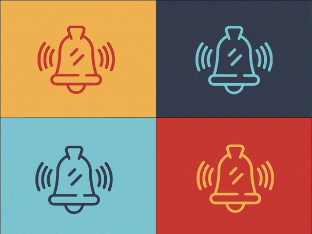 Modèle de logo de cloche d'alarme, icône plate simple de cloche, alarme, son - Vecteur, image