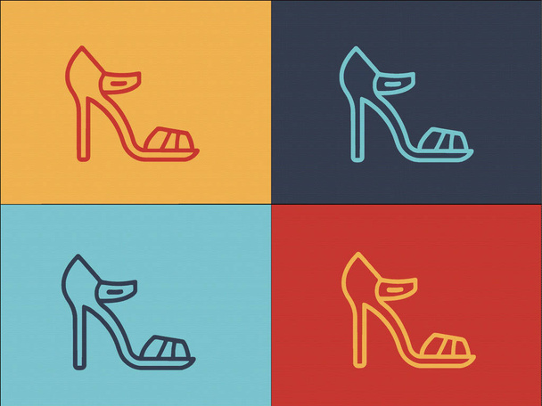 Ankle Sandals Λογότυπο πρότυπο, απλό επίπεδο εικονίδιο του στυλ, μόδα, θηλυκό - Διάνυσμα, εικόνα