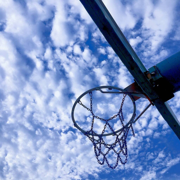 basketball hoop on the sky background - 写真・画像