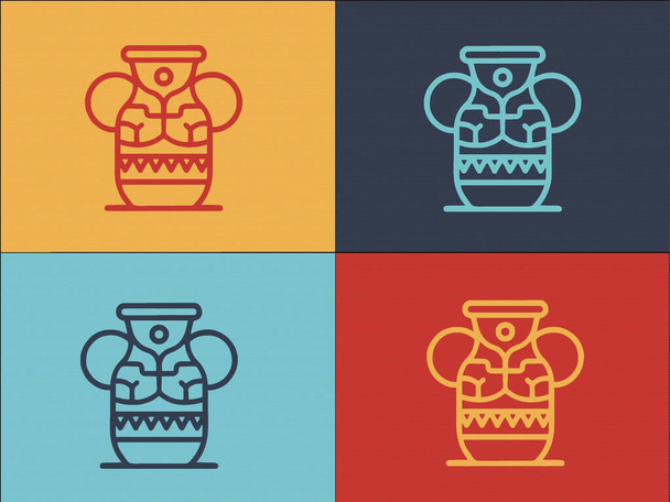 Антикварная ваза, Шаблон, Простая плоская икона вазы, Винтаж, Искусство - Вектор,изображение