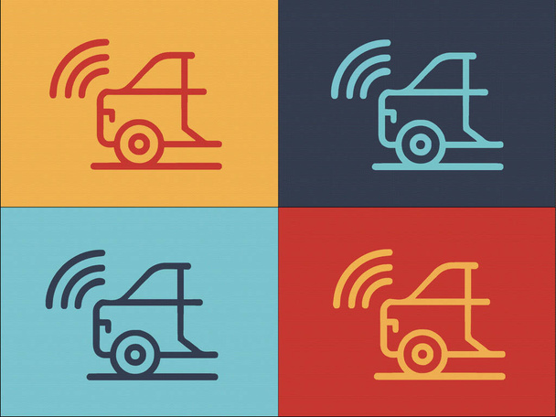 Šablona loga snímače aut, Jednoduchá plochá ikona auta, Senzor, Zpět - Vektor, obrázek