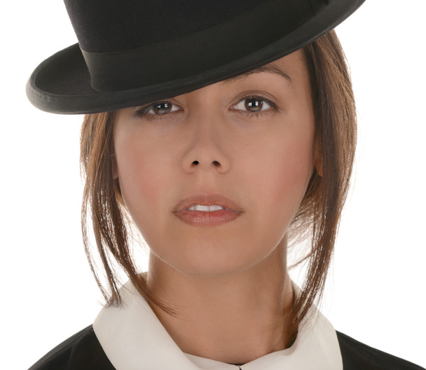 Young woman with Bowler hat - Φωτογραφία, εικόνα