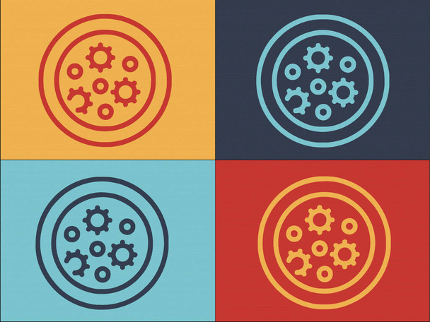 Bakterie Petriho logo šablony, Jednoduchá plochá ikona mikrobiologie, Věda, Bakterie - Vektor, obrázek