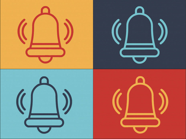 Bell Ringing Logo Template, Simple Flat Icon Of Bell, Ring, Alarm - Вектор, зображення