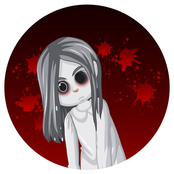 Ghost girl with black eyes illustration - Vector, Image