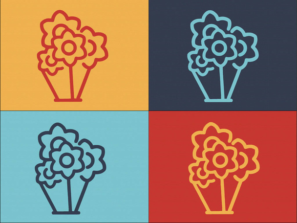 Plantilla de logotipo de ramo de flores de flor, icono plano simple de flor, ramo, flor - Vector, Imagen
