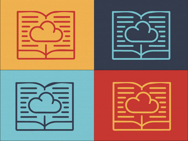 Kniha Čtení dat Cloud Logo šablony, Jednoduché ploché ikony dat, Kniha, Vzdělávání - Vektor, obrázek