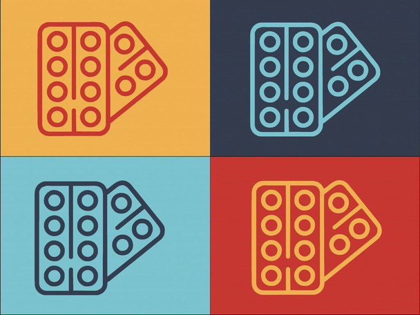 Шаблон логотипа кемпинга таблетки, простая плоская икона кемпинга, лечение, болезни - Вектор,изображение