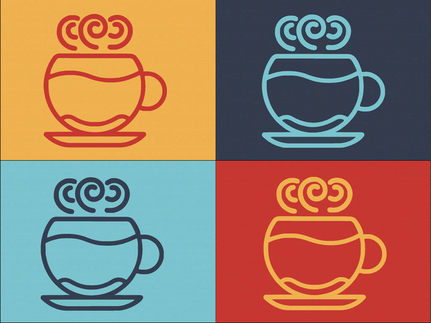 Cappuccino Mok Logo Template, Eenvoudige platte icoon van cappuccino, Beker, Mok - Vector, afbeelding