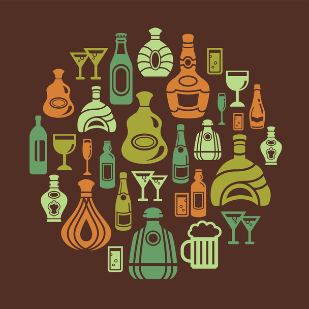alkohol ikony w kształcie koła - Wektor, obraz