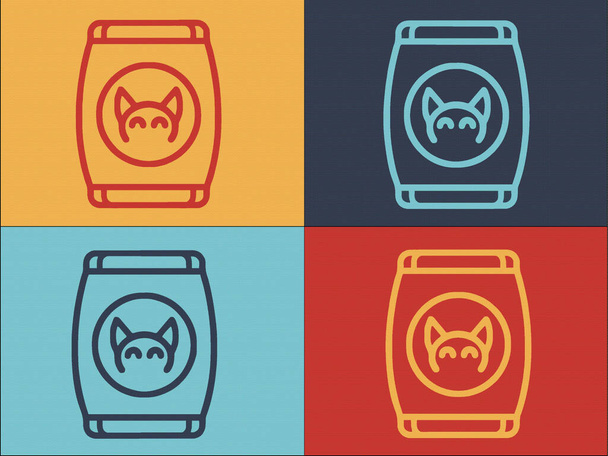 Kissan ruoka laukku logo malli, yksinkertainen tasainen kuvake ruokaa, kissa, lemmikki - Vektori, kuva