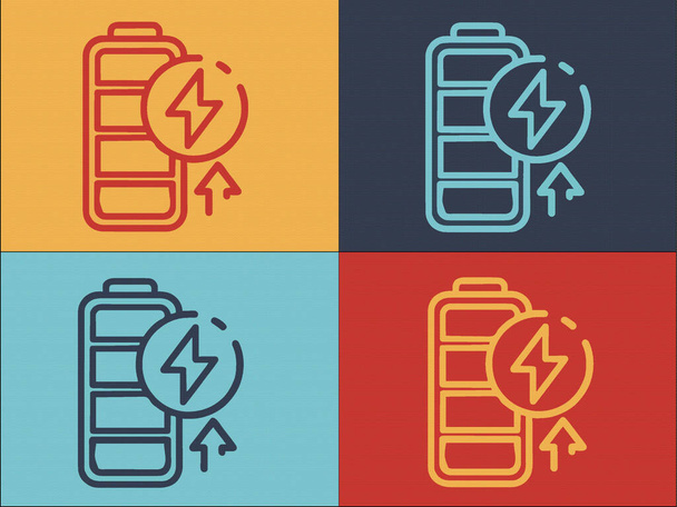 Modèle de logo de batterie de charge, Icône plate simple d'énergie, charge, batterie - Vecteur, image