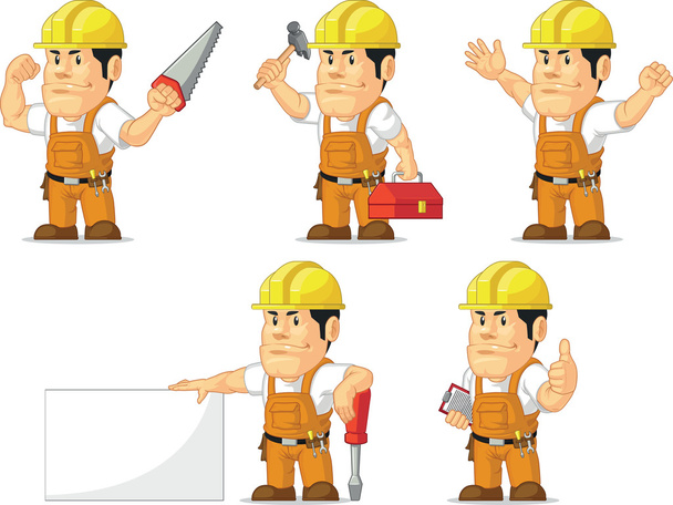 güçlü inşaat işçisi maskot - Vektör, Görsel