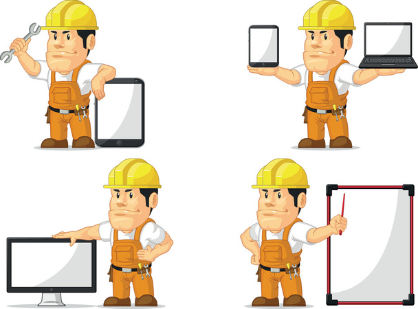 Strong Construction Worker Mascot 12 - Vector, Image