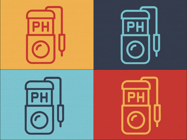 Plantilla química del logotipo del medidor de Ph, icono plano simple de Ph, medidor, medida - Vector, imagen