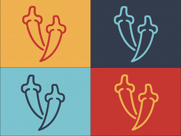 Chilli Pepper Logo malli, yksinkertainen tasainen kuvake mausteinen, chili, mauste - Vektori, kuva
