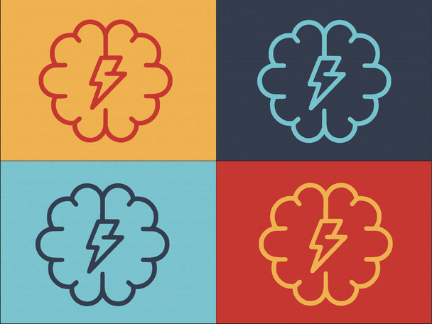 Creative Brain Logo Sablon, egyszerű lapos ikon koncepció, agy, ötlet - Vektor, kép