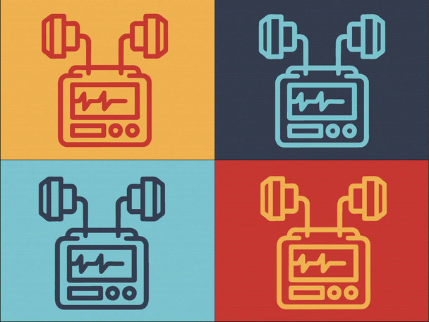Šablona loga Defibrilátoru, Jednoduchá plochá ikona defibrilátoru, Zdravotnictví, Zařízení - Vektor, obrázek