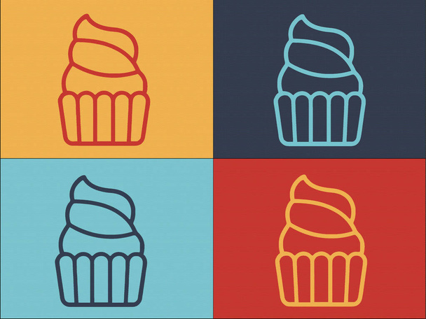 Heerlijke Muffin Logo Template, Eenvoudige Flat Icon van Heerlijk, Eten, Snack - Vector, afbeelding