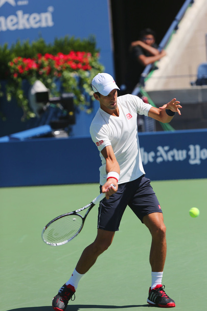 Six times Grand Slam champion Novak Djokovic practices for US Open 2014 - Fotoğraf, Görsel