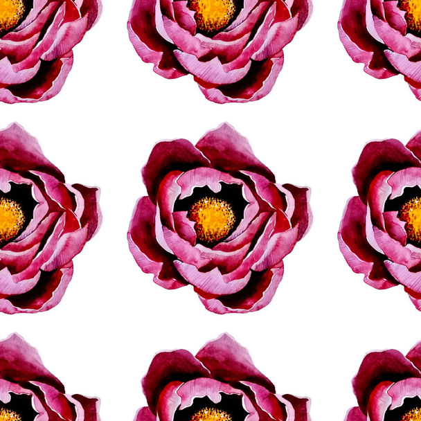 Seamless floral pattern with roses, watercolor. - Photo, image