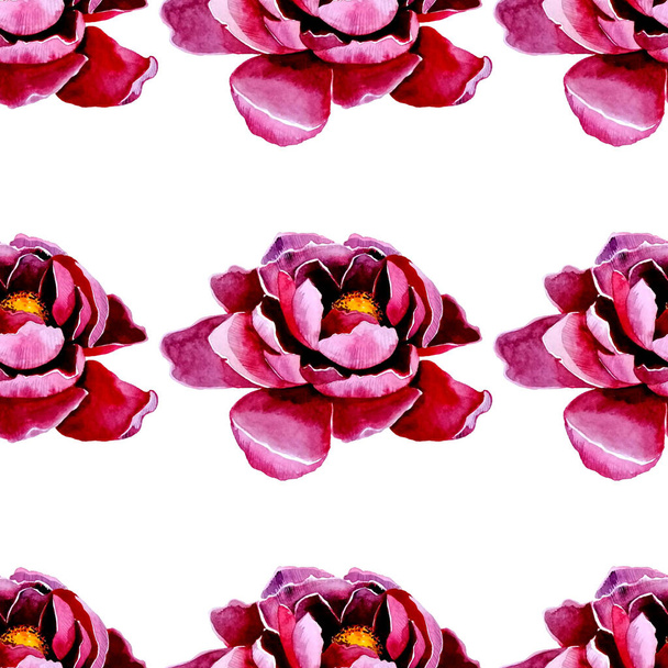 Seamless floral pattern with roses, watercolor. - Fotografie, Obrázek