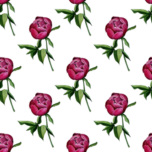 Seamless floral pattern with roses, watercolor. - Φωτογραφία, εικόνα