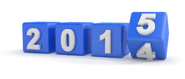 3D-Darstellung von blauen Würfeln 2014 bis 2015 - Foto, Bild