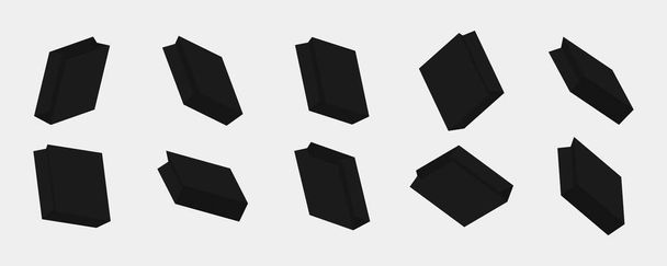 coleção saco de papel preto com diferentes pontos de vista e ângulos - Vetor, Imagem